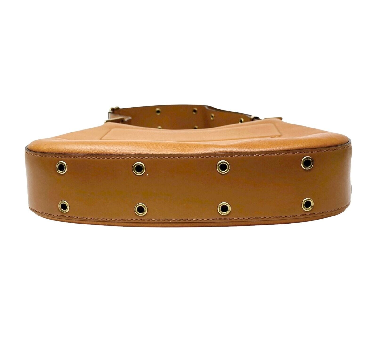 Christian Dior Vintage Logo Street Chic Shoulder Bag Brown Gold Leather