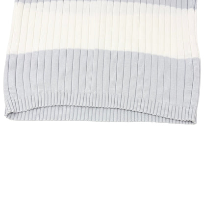 CHANEL Vintage 98P CC Stripe Rib Knit Tank Top #40 White Purple Cotton 902266