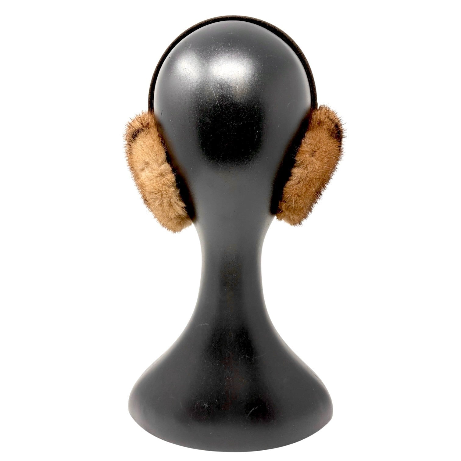 LOUIS VUITTON Vintage LV Monogram Mink Earmuffs Brown Gold Suede Accessory