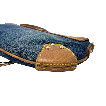 DOLCE&GABBANA Vintage Flap D-Ring Denim Shoulder Bag Blue Brown Denim 902059