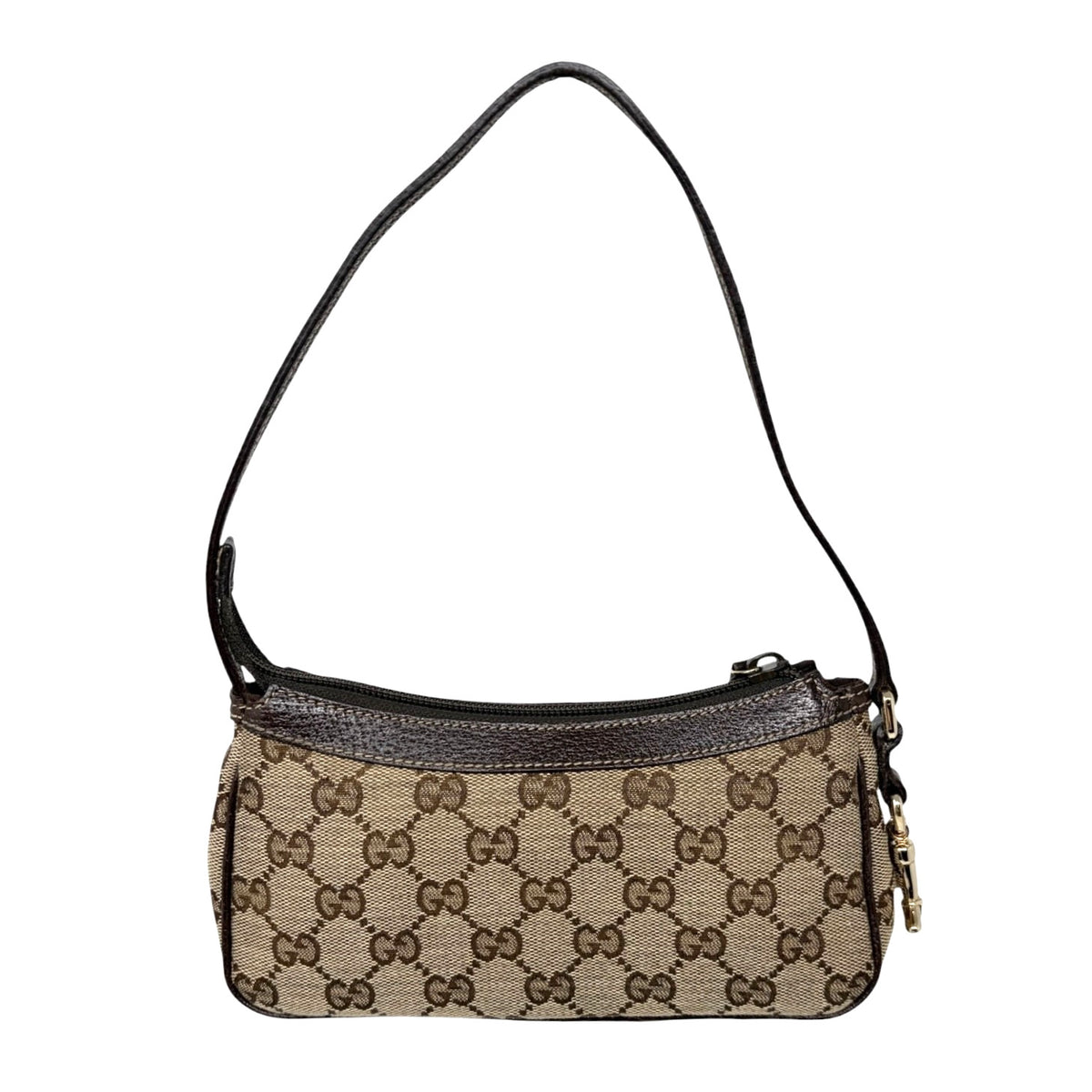 GUCCI Vintage GG Monogram Logo Pochette Mini Bag Charm Brown Canvas 902817
