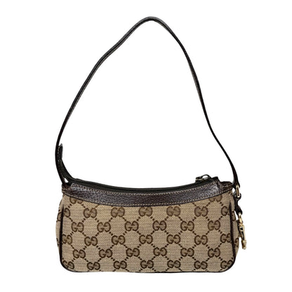 GUCCI Vintage GG Monogram Logo Pochette Mini Bag Charm Brown Canvas 902817