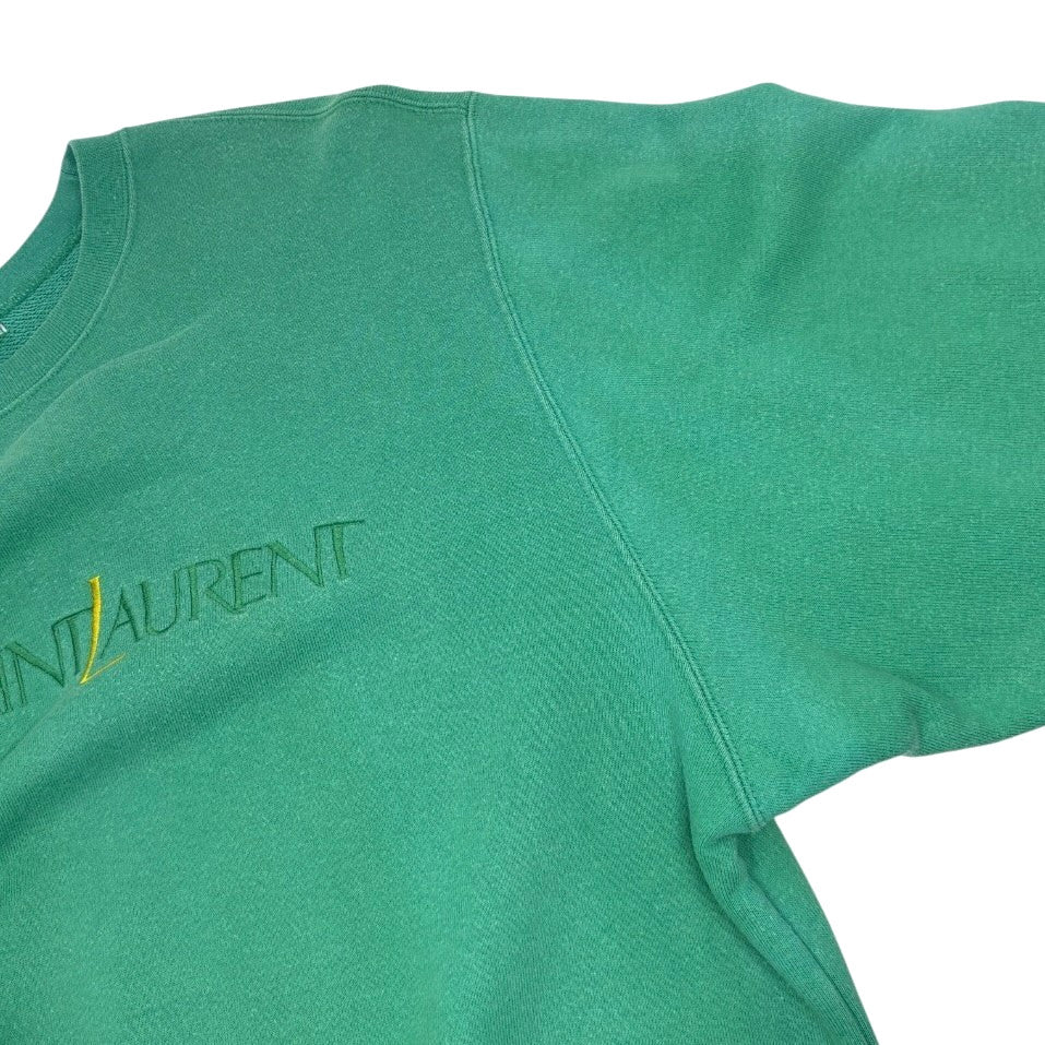 Yves Saint Laurent Vintage Logo Long Sleeve Sweatshirt Top #M  Green 902898