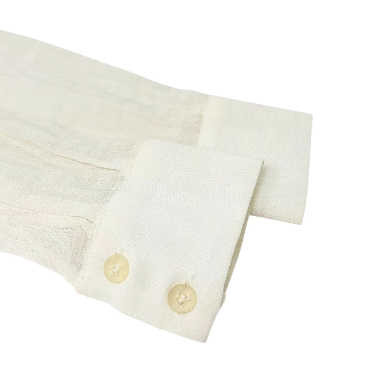 FENDI Vintage Zucca Monogram See-through Top Shirt Blouse #40 Beige White Cotton