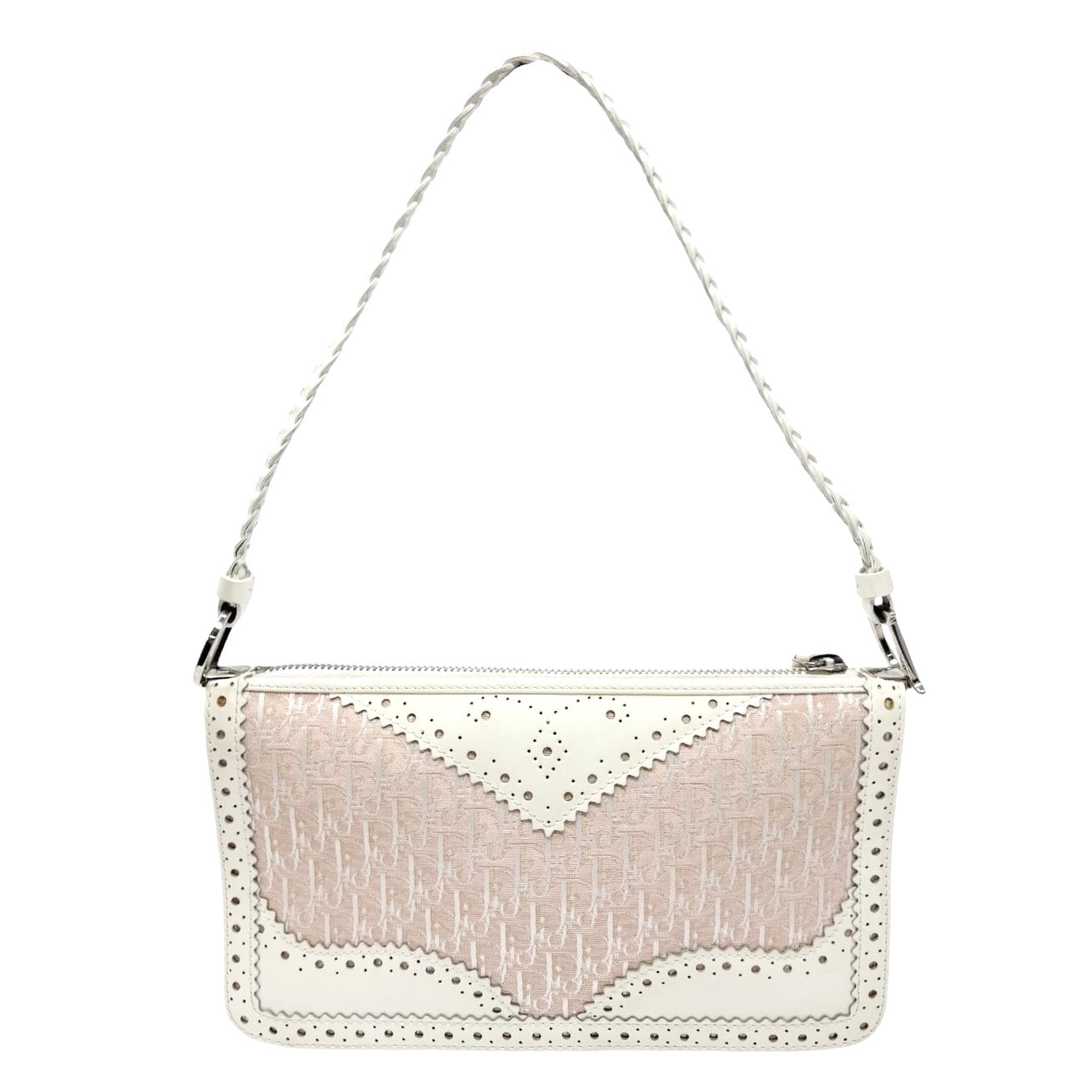 Christian Dior Vintage 2004 Trotter Monogram Logo Shoulder Bag Pink Leather