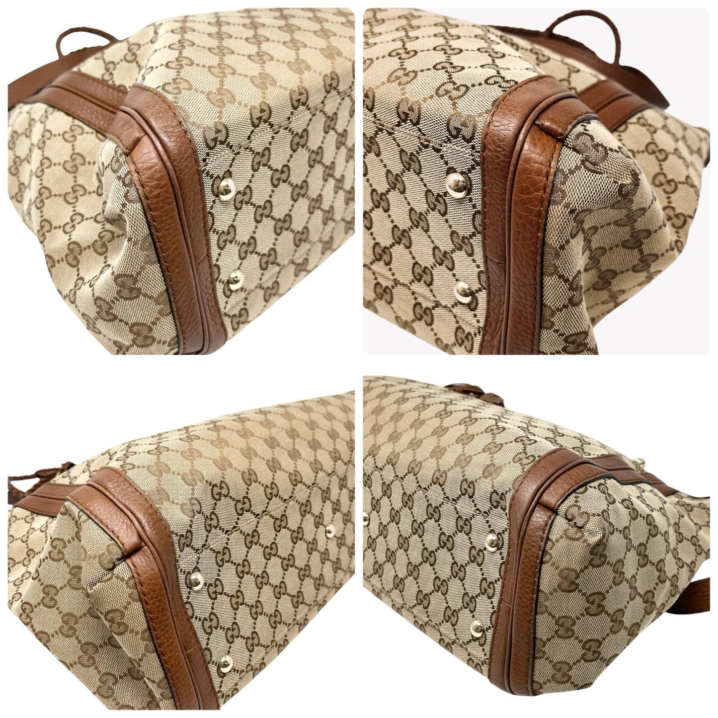 GUCCI Vintage GG Logo Monogram Fringe Shoulder Bag Brown Canvas Leather 902205