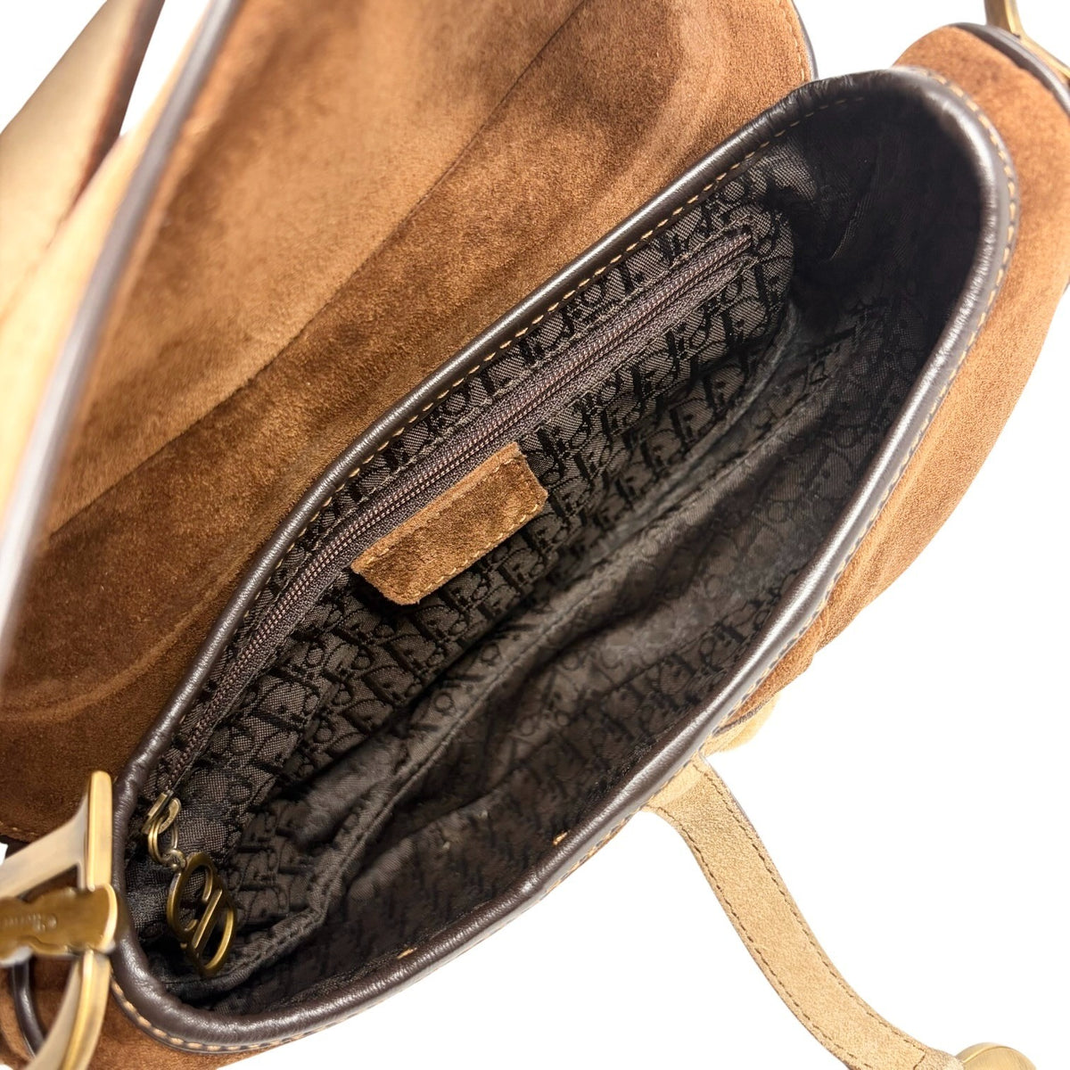 Christian Dior Vintage Pony Carf Hair Saddle Shoulder Bag Brown Beige 902489