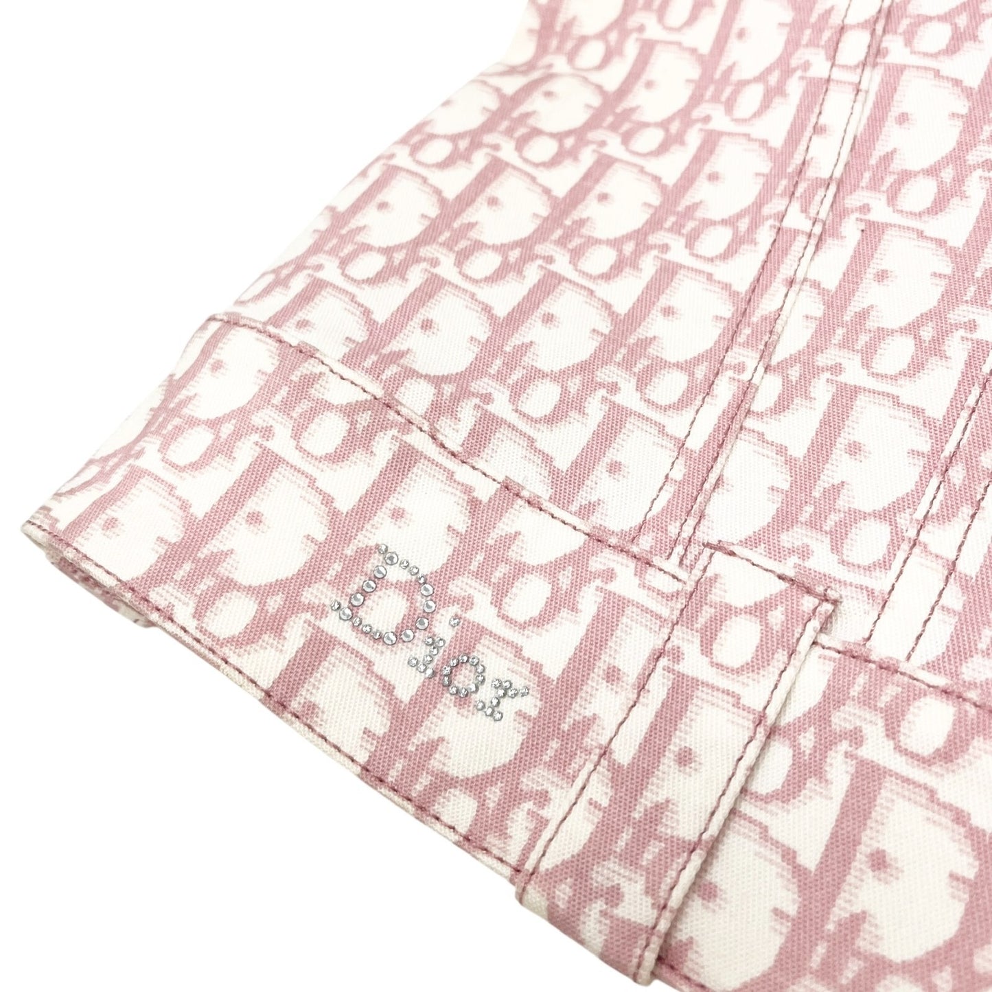 Christian Dior Vintage 2004 Trotter Monogram Vest Jacket #38 Pink White Cotton