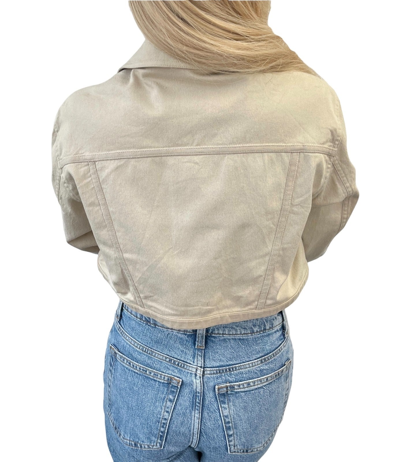 Christian Dior Vintage 2001 Croped Denim Jacket #38 Beige Long Sleeve Cotton