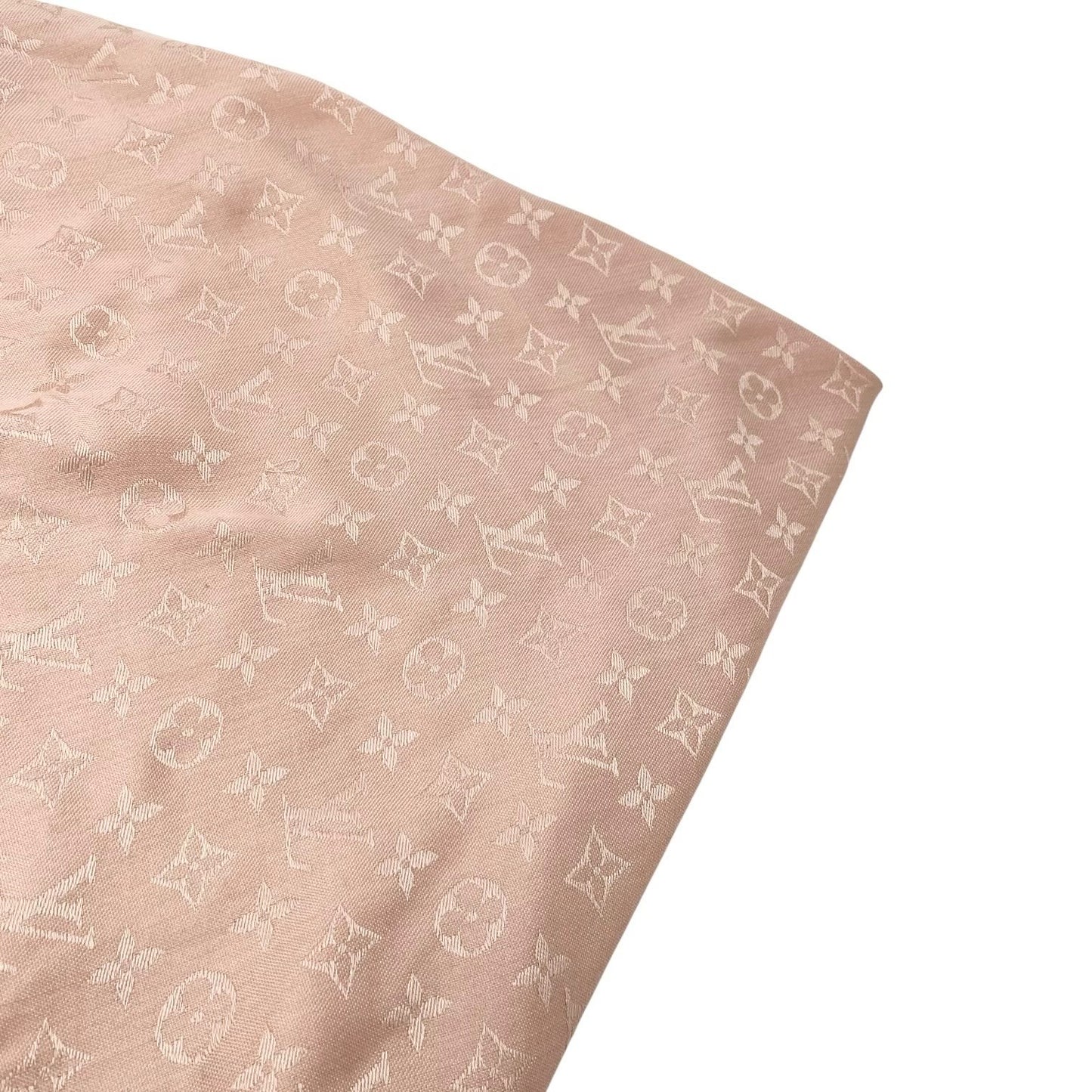 LOUIS VUITTON Vintage LV Monogram Logo Fur Scarf Shawl Wrap Pink Silk 902292