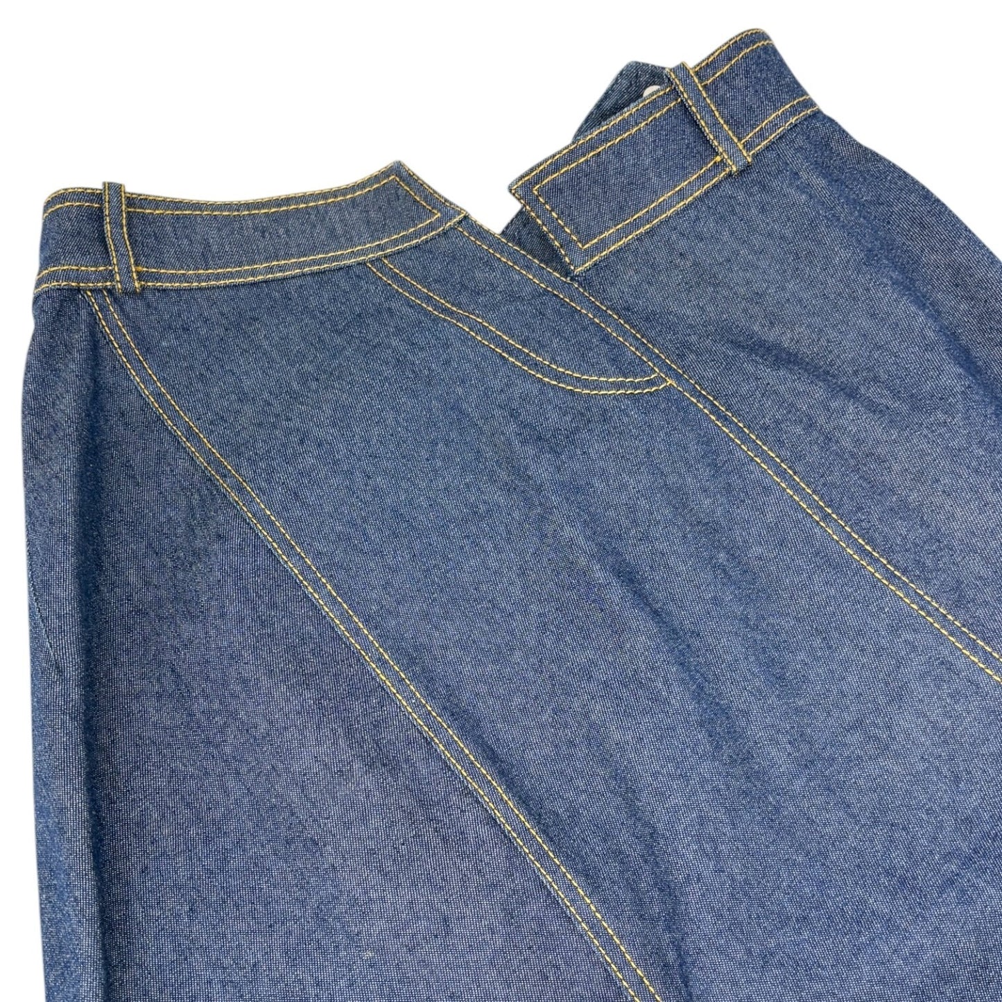 Christian Dior Vintage 2000 Asymmetry Denim Skirt #36 Blue Button Gold 901979