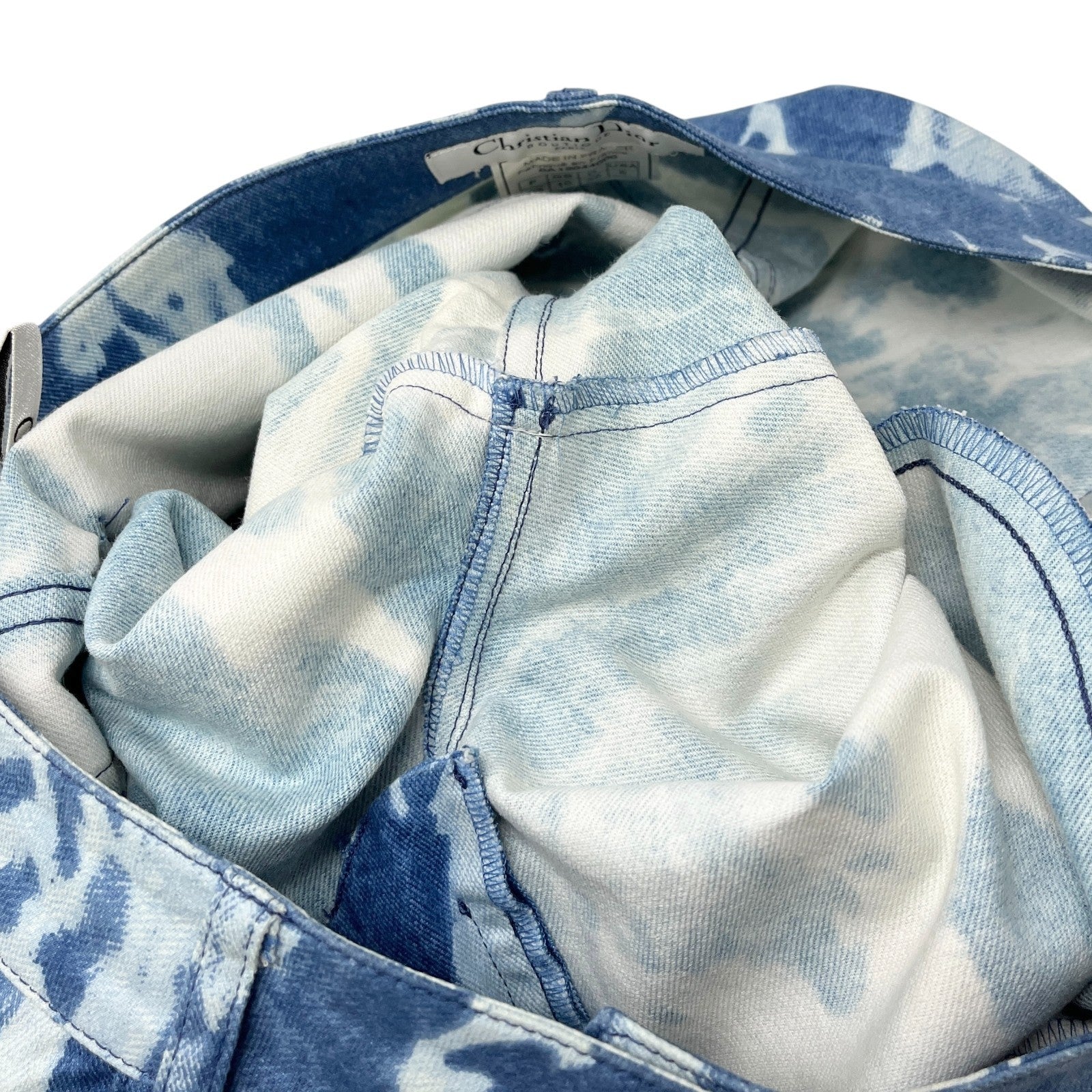 Christian Dior Vintage 2000 John Galliano Tie-Dye Denim Pants #38 Boa Blue