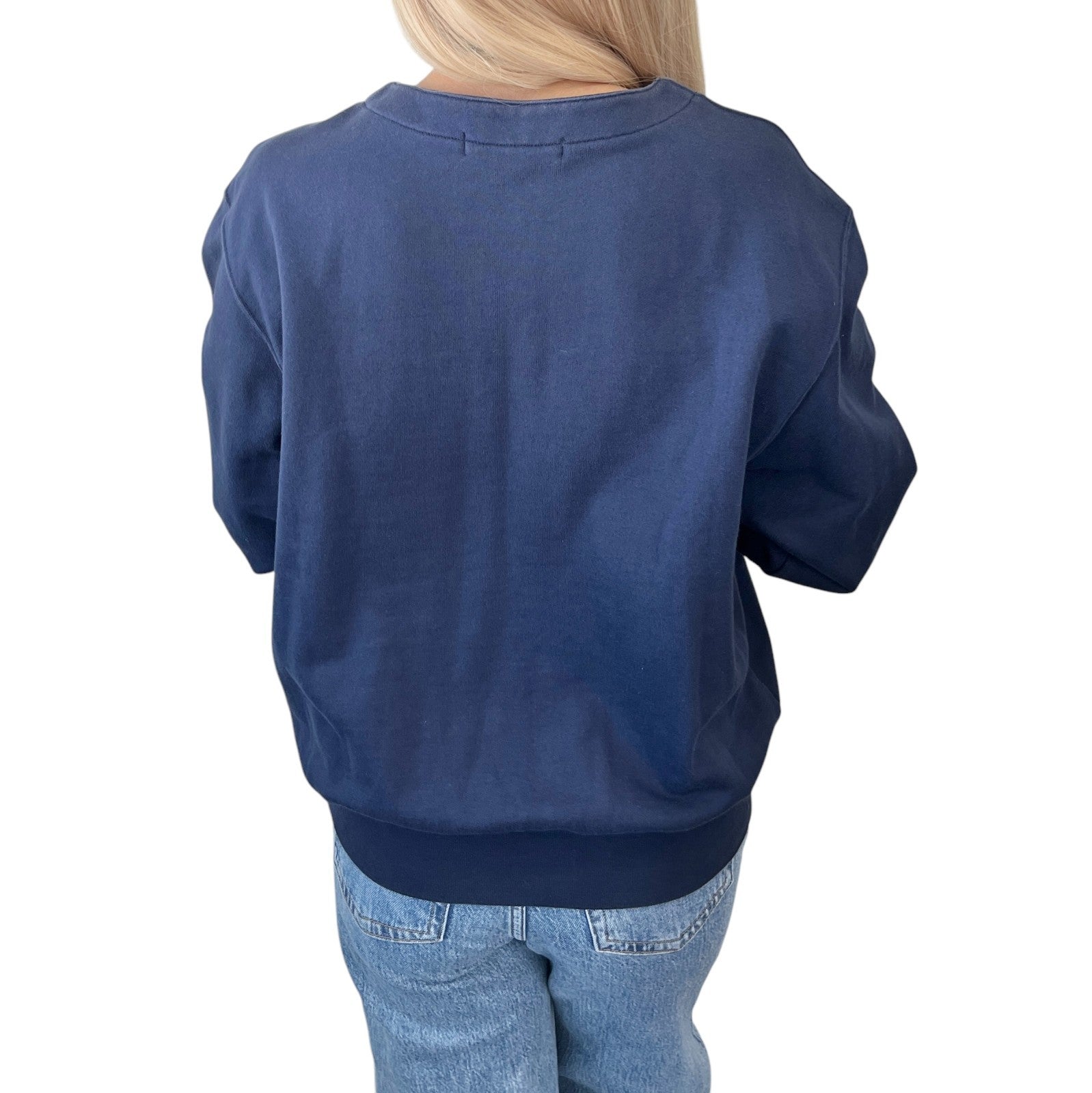 Christian Dior Sports Vintage Logo Sweatshirt Top #L Dark Blue Silver Cotton