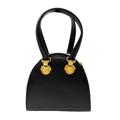 GIANNI VERSACE Vintage Medusa 2way Crossbody Mini Bag Black Gold Leather 902454
