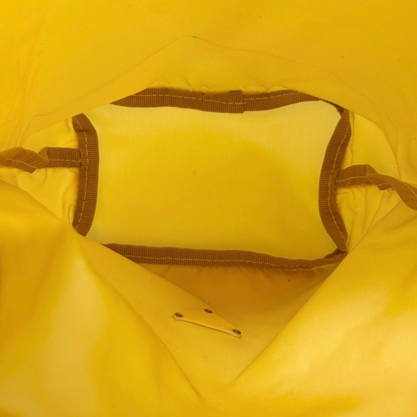 PRADA Vintage Triangle Logo Drawstring Bag Handbag Pouch Yellow Nylon