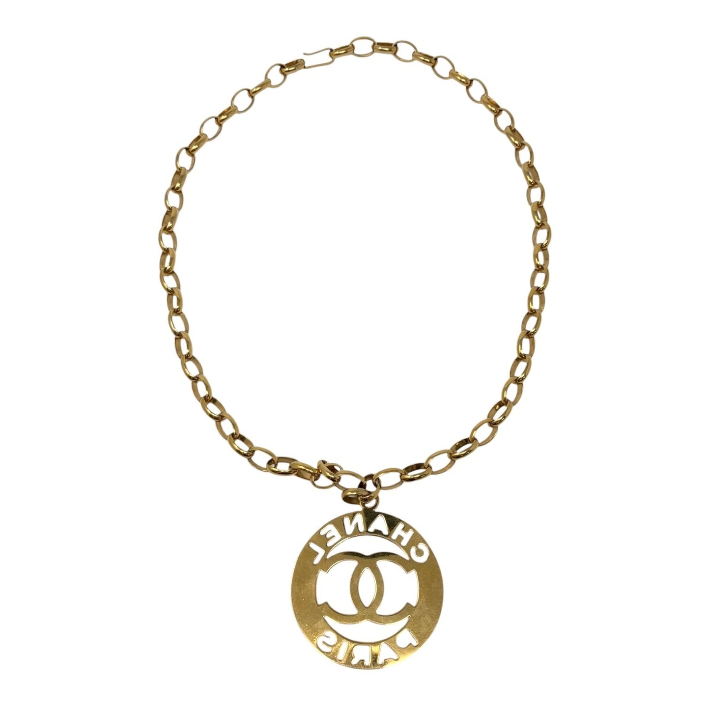 CHANEL Vintage Big CC Logo Gold Chain Belt Necklace Accessory Metal 901932