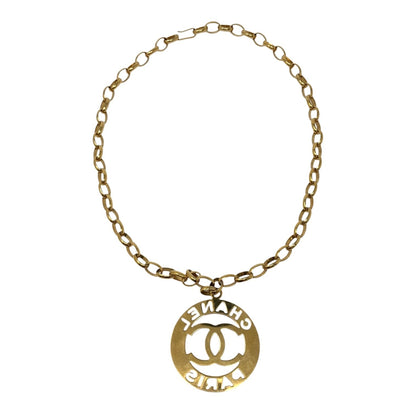 CHANEL Vintage Big CC Logo Gold Chain Belt Necklace Accessory Metal 901932