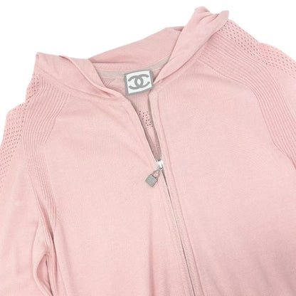 CHANEL Sport Vintage 08C CC Knit Zipped Jacket #38 Perforated Pink 902899