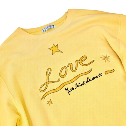Yves Saint Laurent Vintage Love Star Embroidered Sweatshirt Yellow 901938