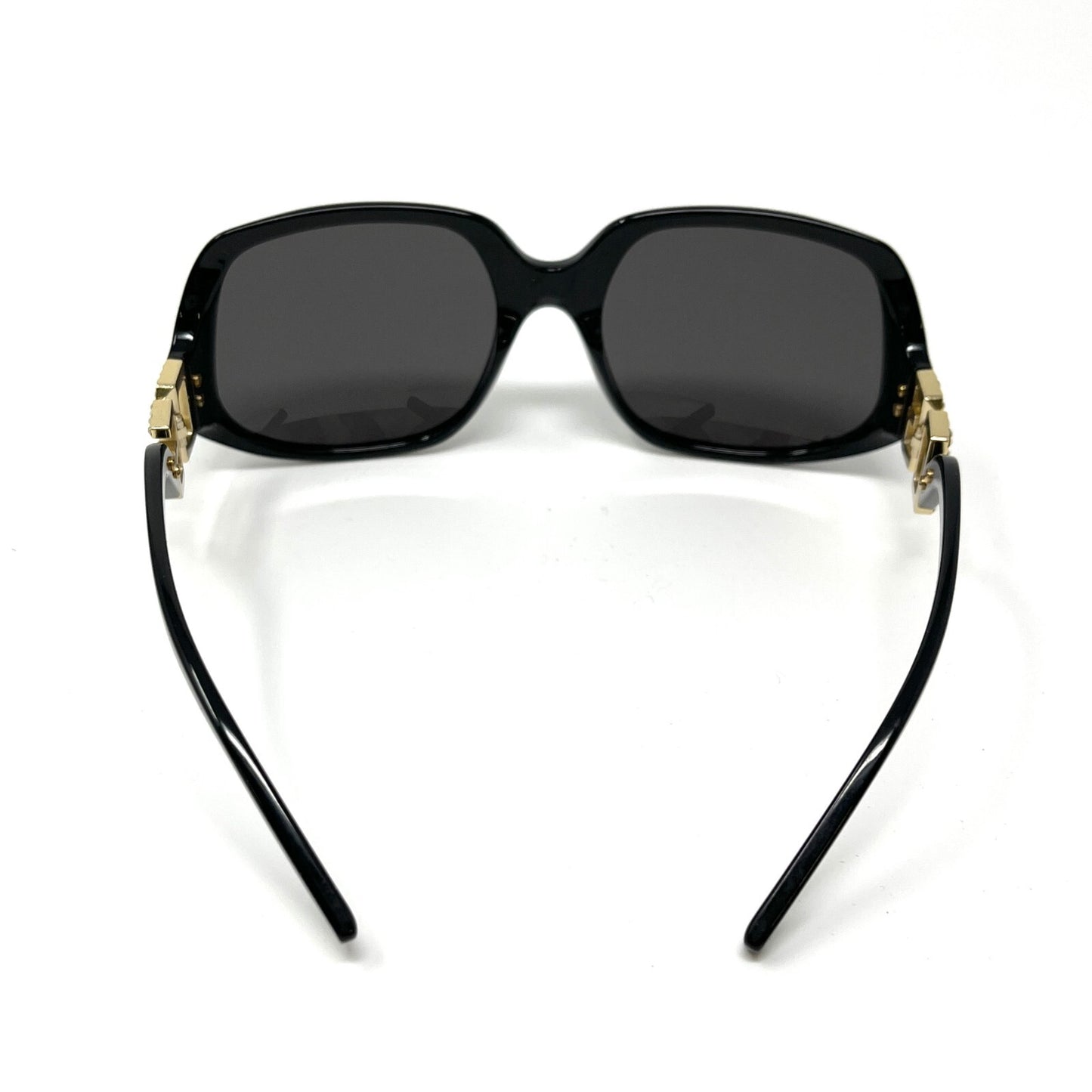 DOLCE&GABBANA Logo Sunglass Shades Accessory Rhinestone Black Glod RankA