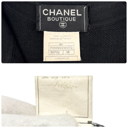 CHANEL Vintage 96C CC Mark Logo Polo Dress #38 One-piece Button Up Black Cotton