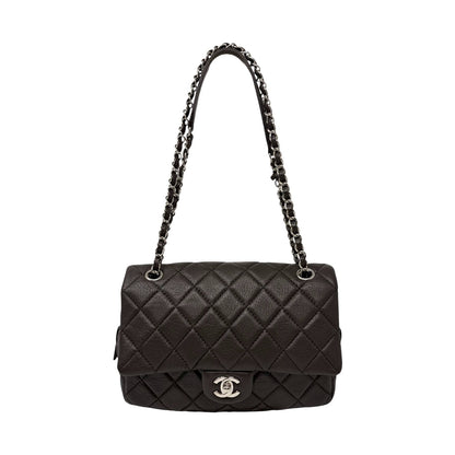 CHANEL Vintage CC Logo Quilted Chain 2way Bag Dark Brown Leather 902478