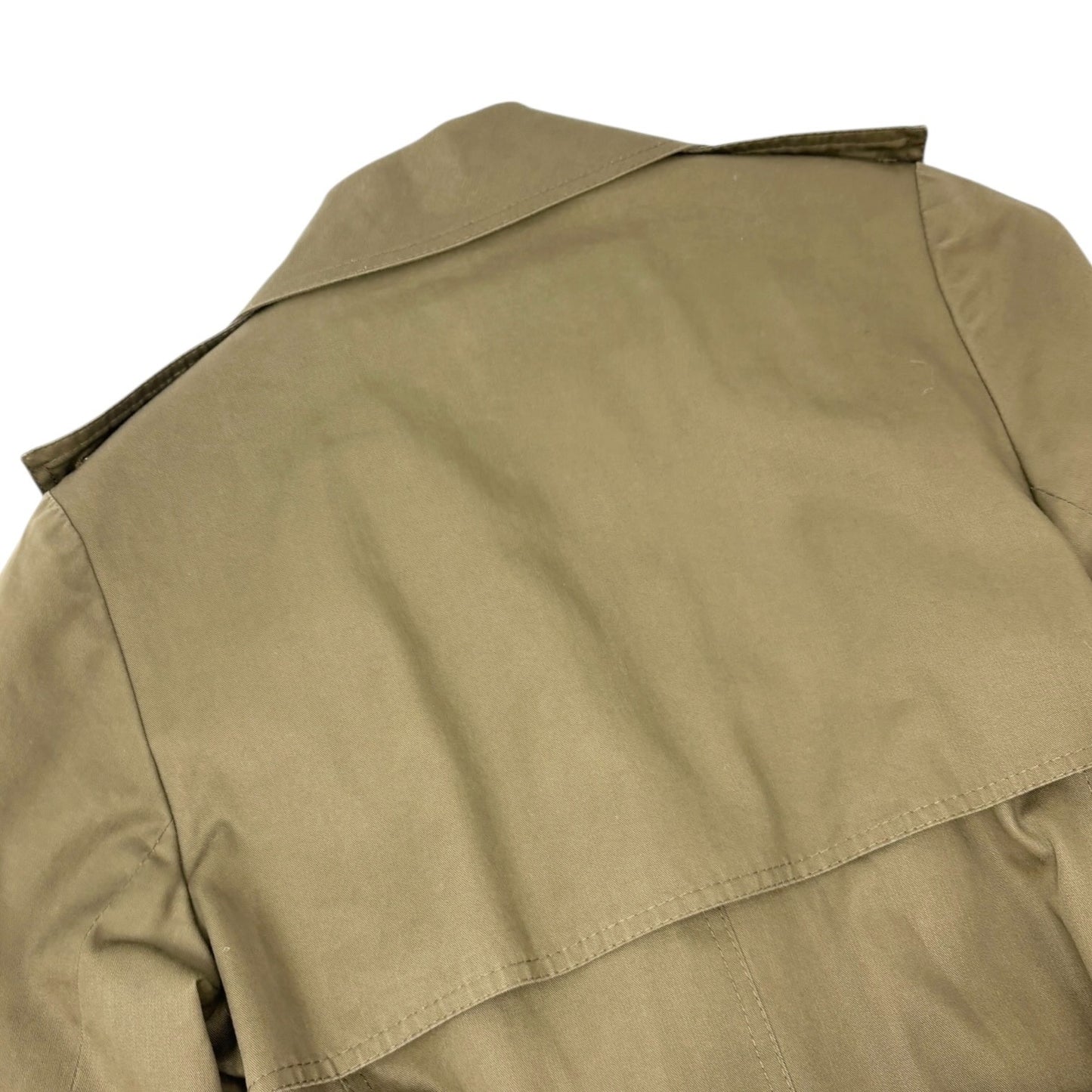 CELINE Vintage Macadam Logo Button Trench Coat Long Jacket Khaki Gold Cotton