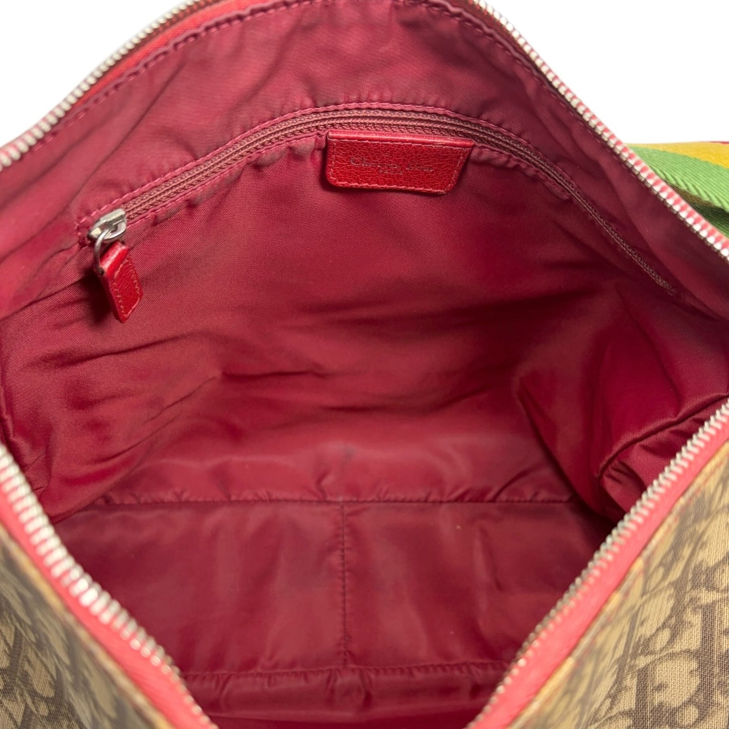 Christian Dior Vintage Rasta Trotter Monogram Crossbody Bag Beige PVC No