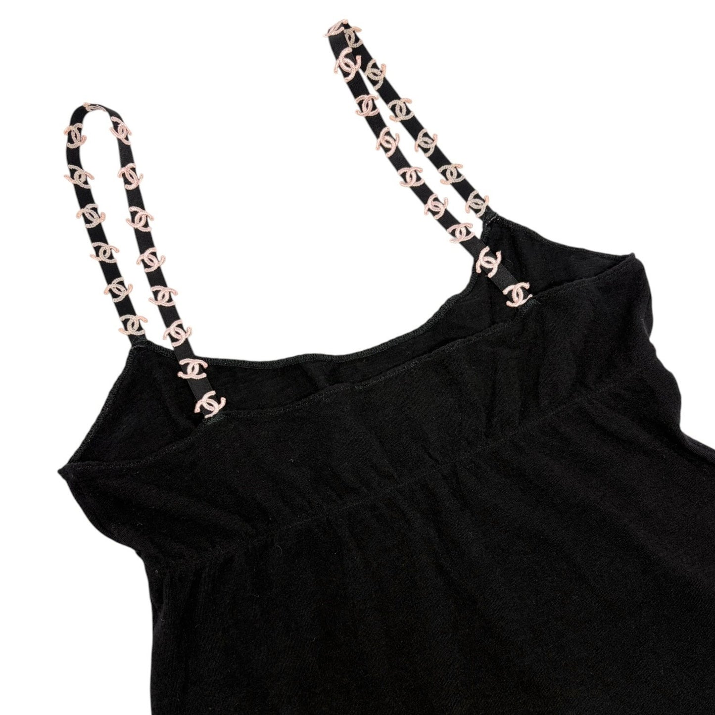CHANEL Vintage 05A CC Logo Star Camisole Top #40 Black Pink Cashmere 901805