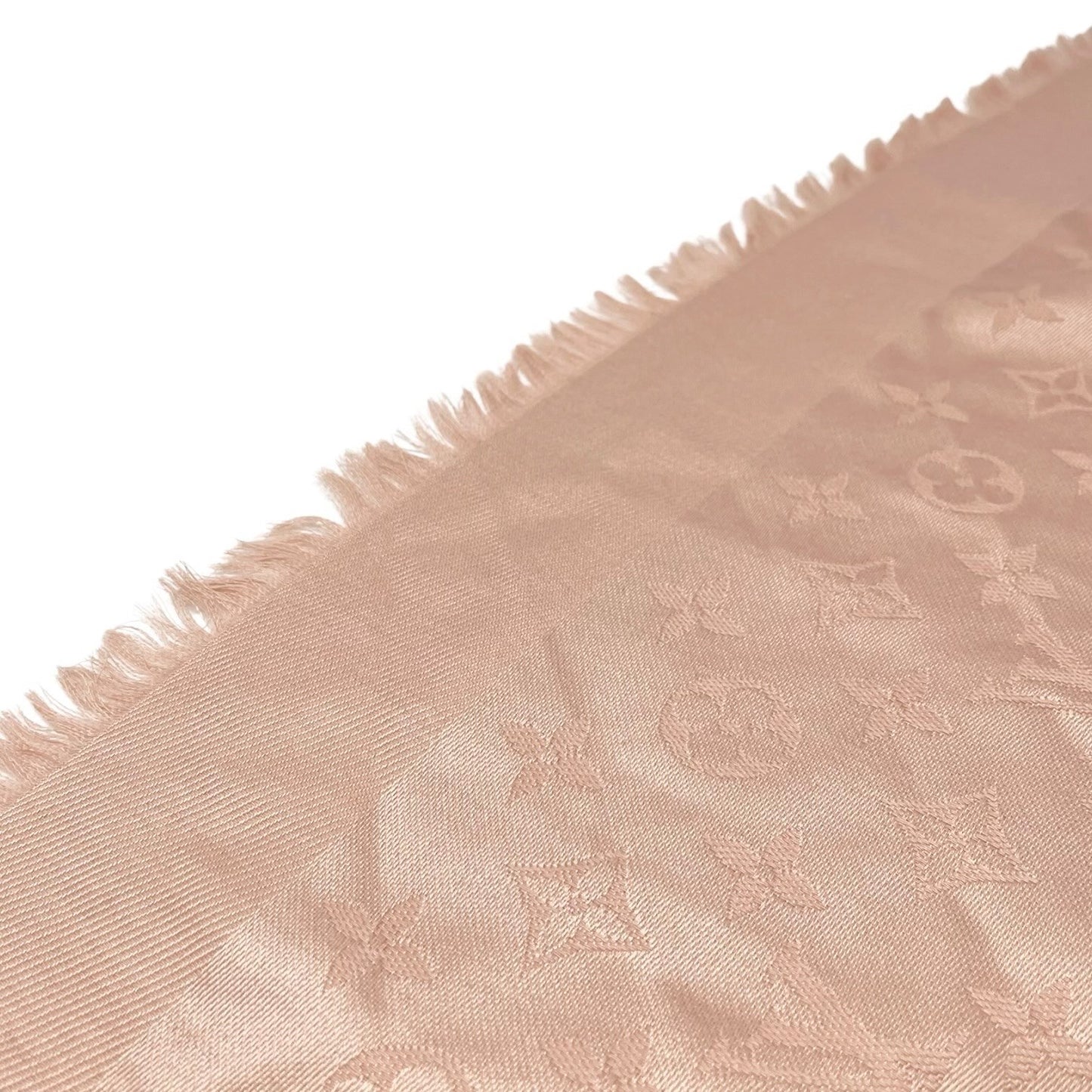 LOUIS VUITTON Vintage LV Monogram Logo Fur Scarf Shawl Wrap Pink Silk 902292
