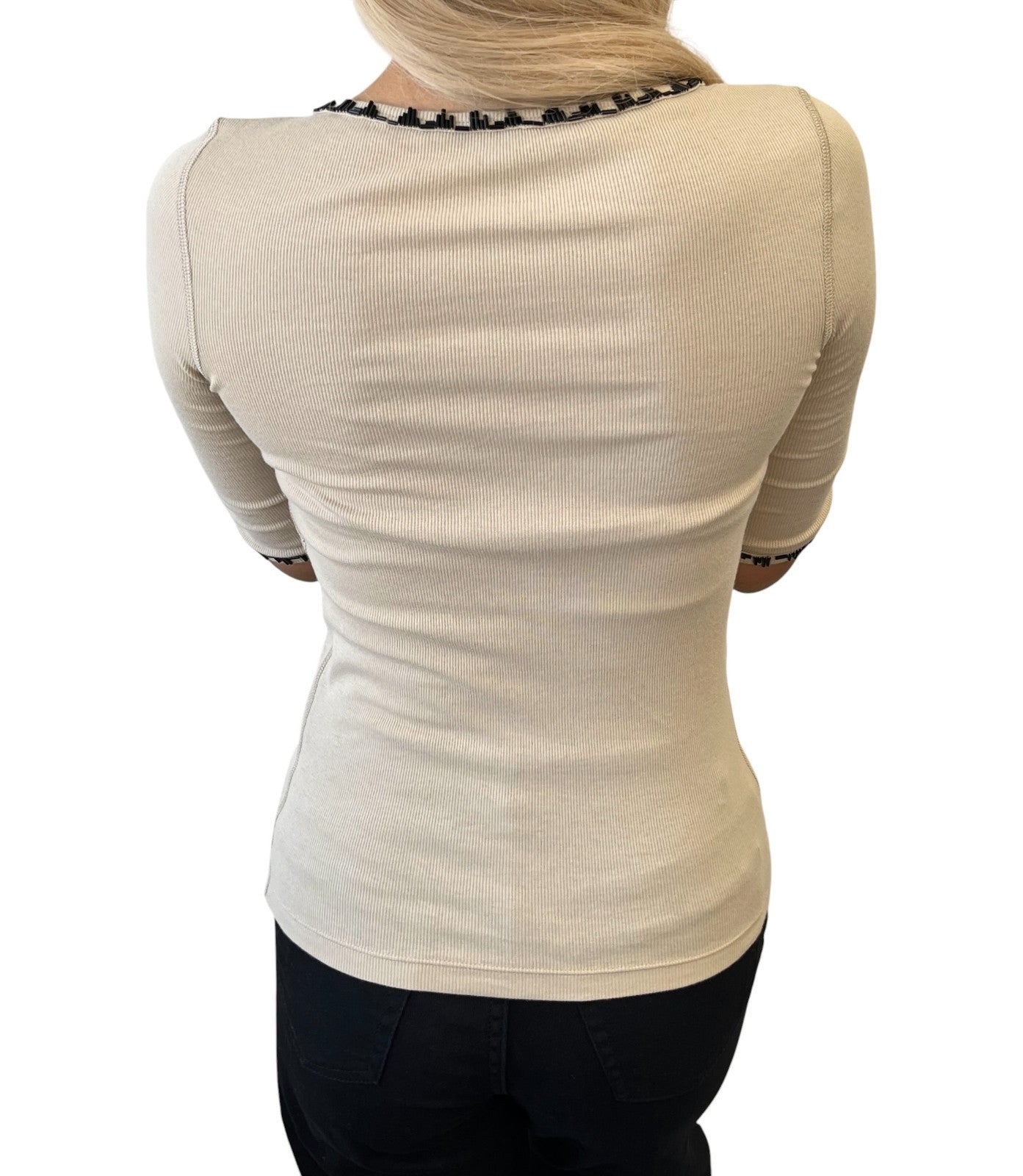 LOUIS VUITTON Vintage Beads Knit Long Sleeve Top T-shirt #XS Beige 901990