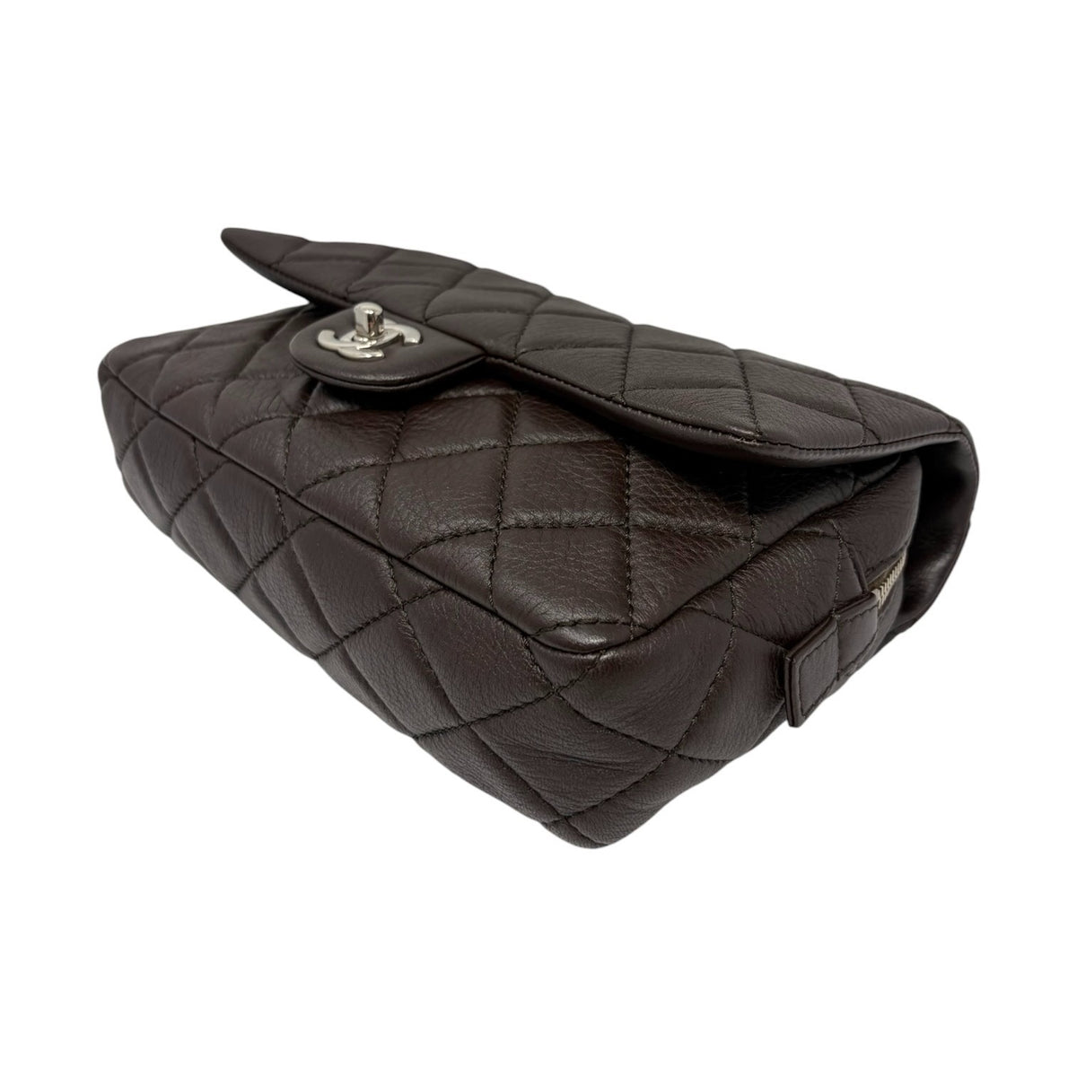 CHANEL Vintage CC Logo Quilted Chain 2way Bag Dark Brown Leather 902478