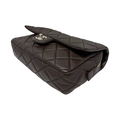 CHANEL Vintage CC Logo Quilted Chain 2way Bag Dark Brown Leather 902478