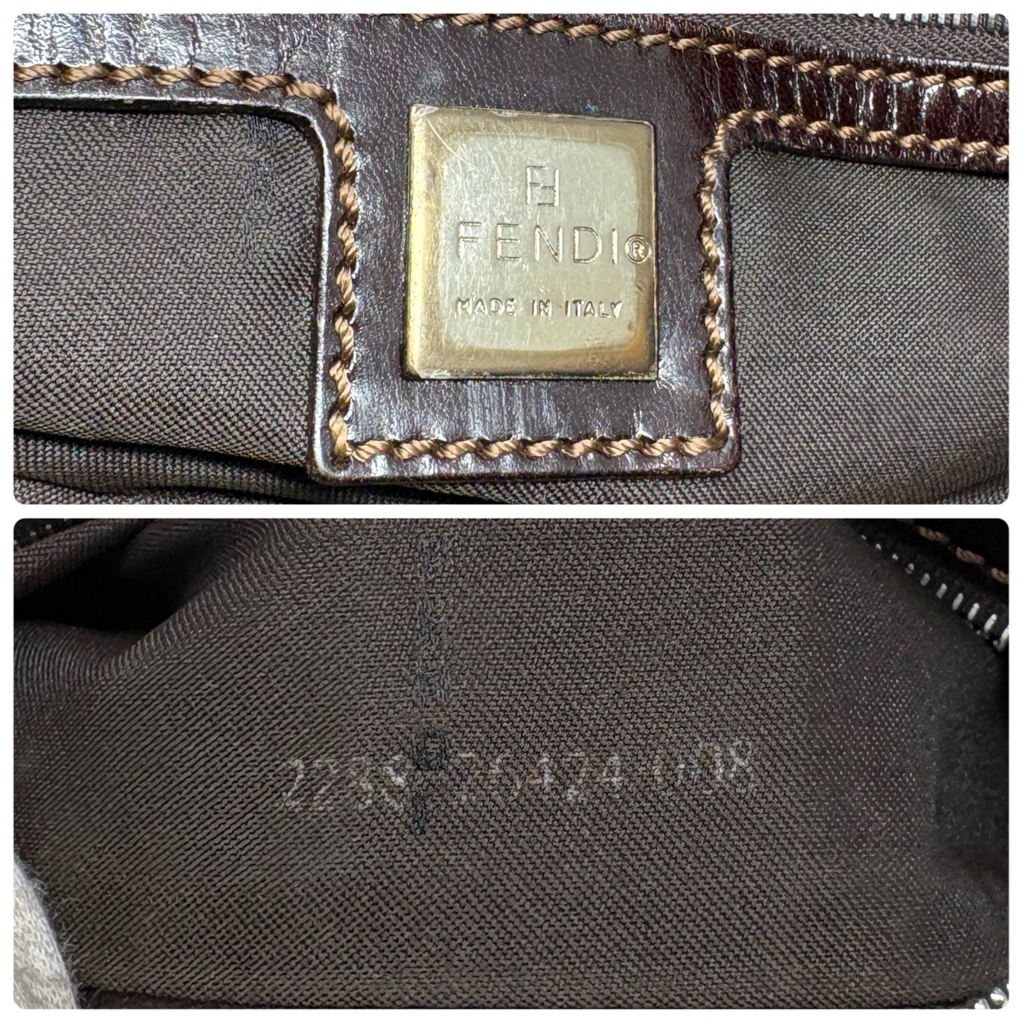 FENDI Vintage Mamma Baguette Pony Calf Hair Shoulder Bag Brown Beige 901889