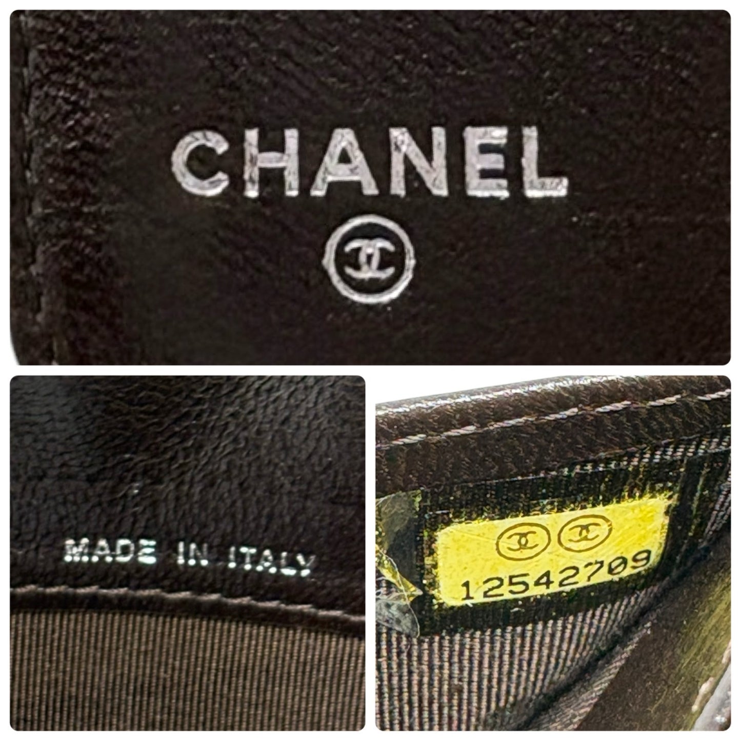 CHANEL Vintage CC Logo Quilted Leather Notebook Cover Brown Silver 901811