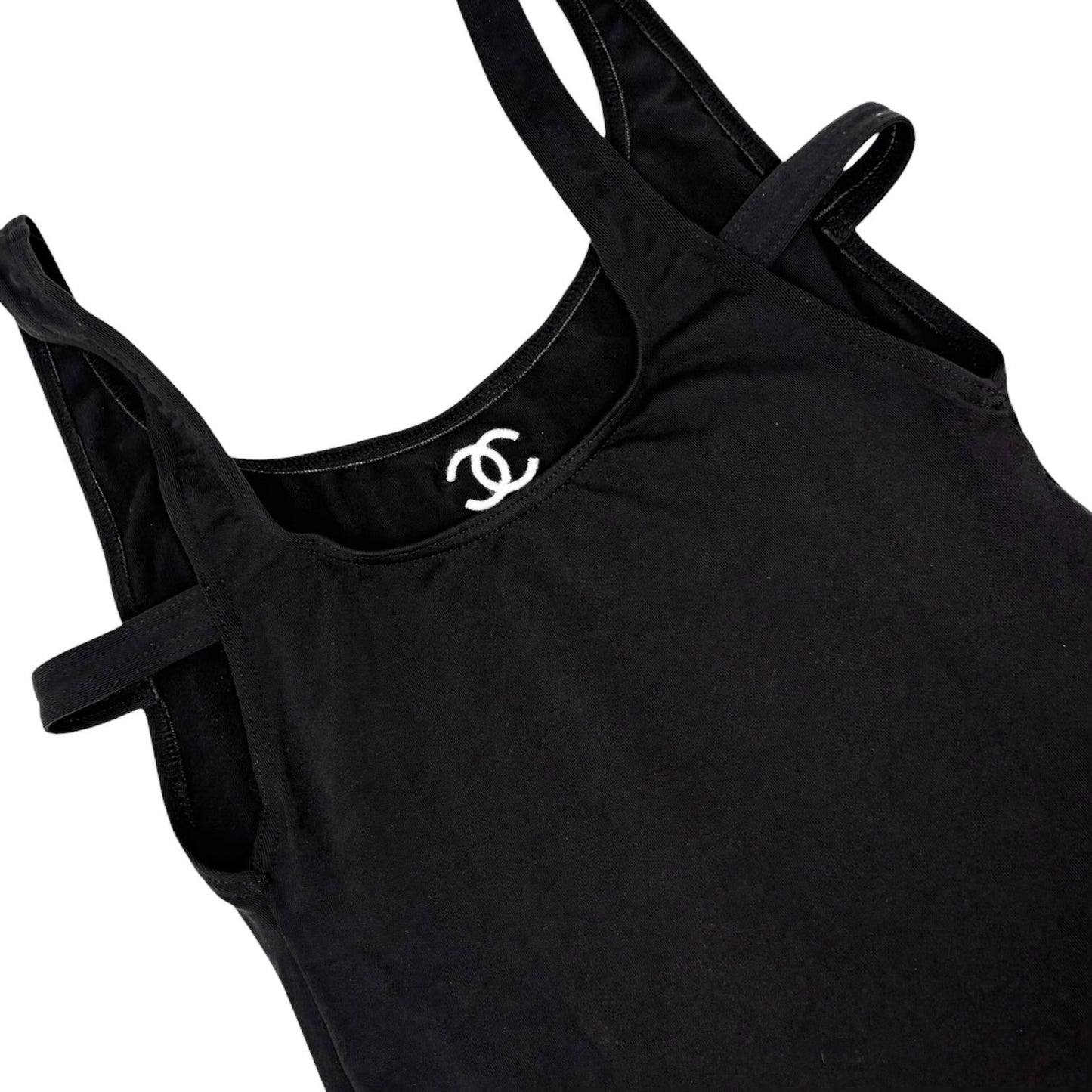 CHANEL Vintage 98P CC Logo Swimwear Swimsuit One-piece #40 Black Nylon 902283