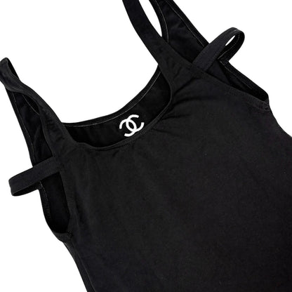 CHANEL Vintage 98P CC Logo Swimwear Swimsuit One-piece #40 Black Nylon 902283