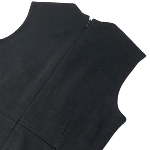 CHANEL Vintage 95A CC Mark Logo Dress One-piece #40 Black Silk Button