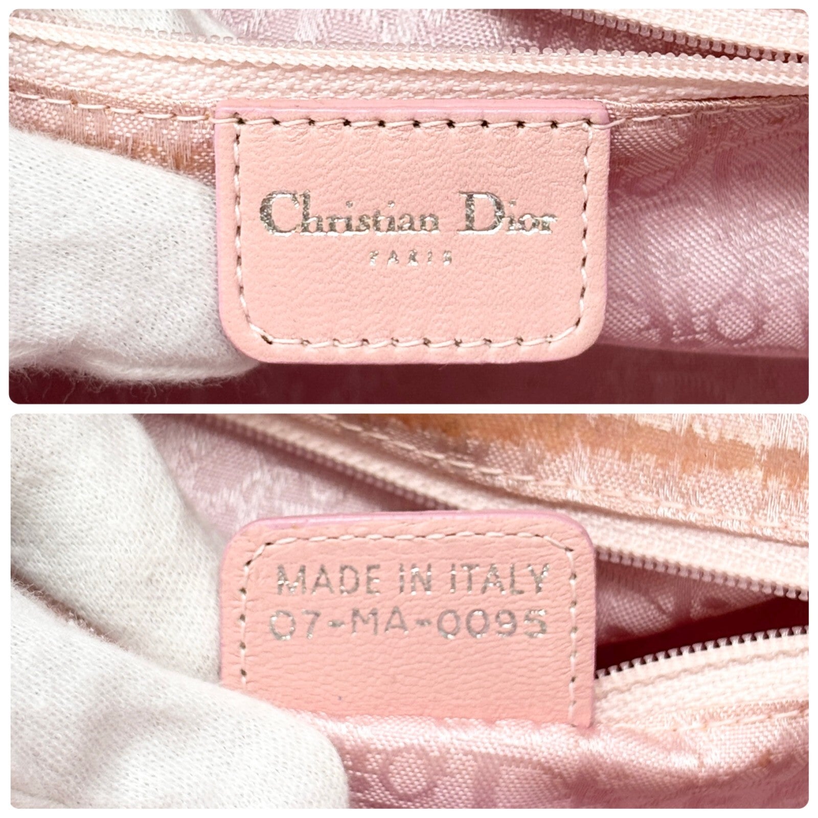 Christian Dior Vintage 2005 Logo Embroidered Mini Boston Bag Pink Silver Leather