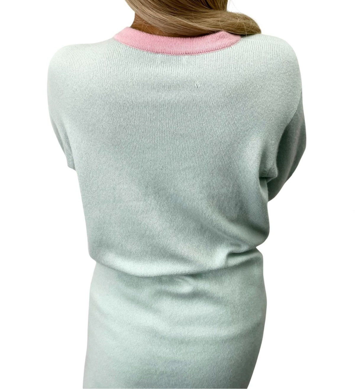 CHANEL Vintage CC Logo Cashmere Knit Long Cardigan Top Blue Pink 902470