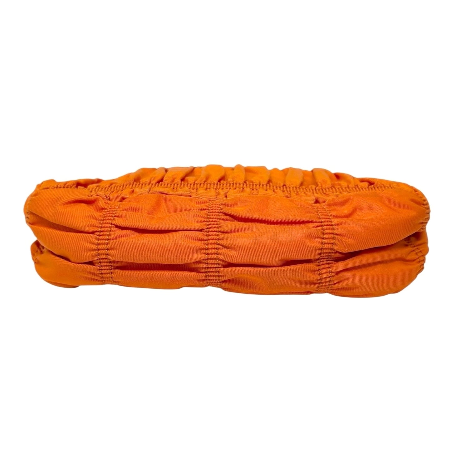 PRADA Vintage Logo Tessuto Gaufre Pochette Shoulder Nylon Bag Orange Gold