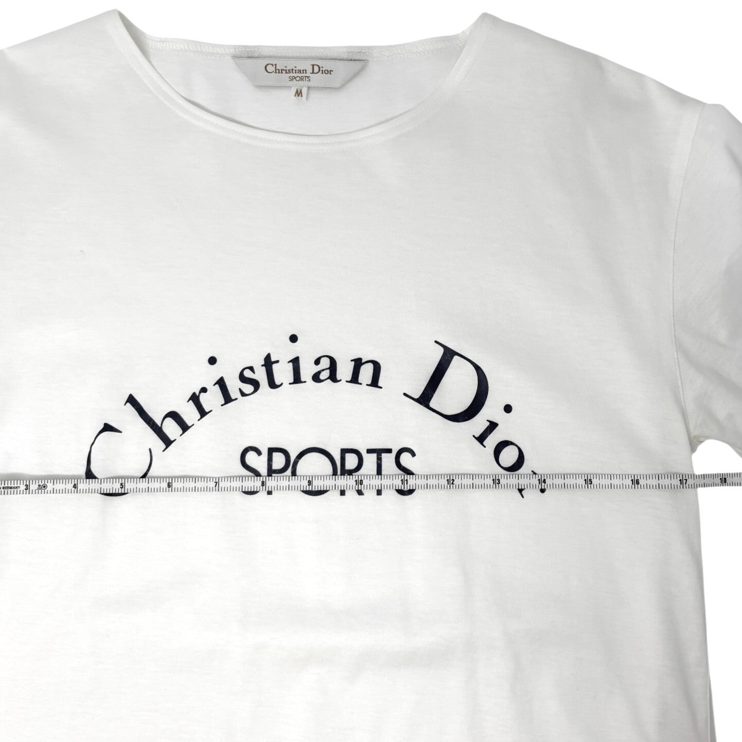 Christian Dior Sports Vintage Big Logo T-shirt Top #M White Dark Blue Cotton