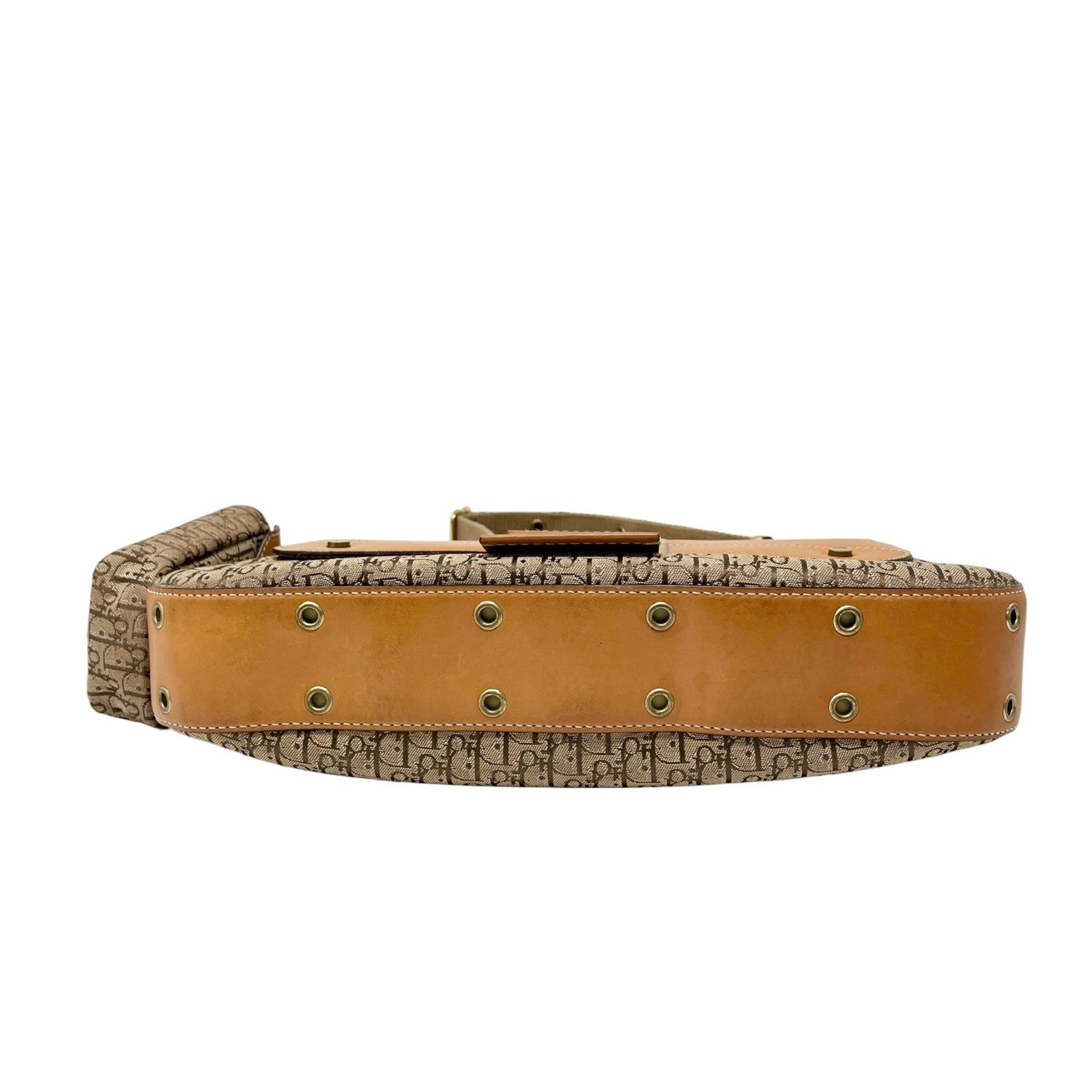 Christian Dior Vintage Trotter Monogram Street Chic Columbus Shoulder Bag Beige