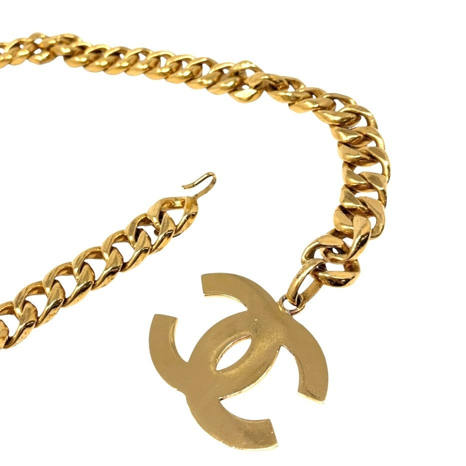 CHANEL Vintage 1991 Big CC Logo Gold Chain Belt Accessory Metal 902004