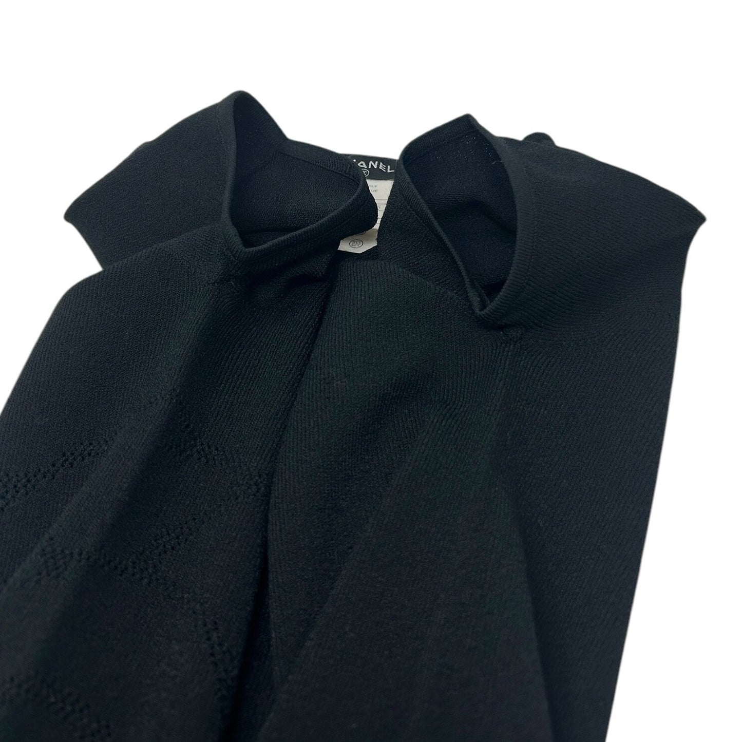 CHANEL Vintage 05P CC Camellia Logo T-shirt Top #38 Black Short Sleeve Viscose