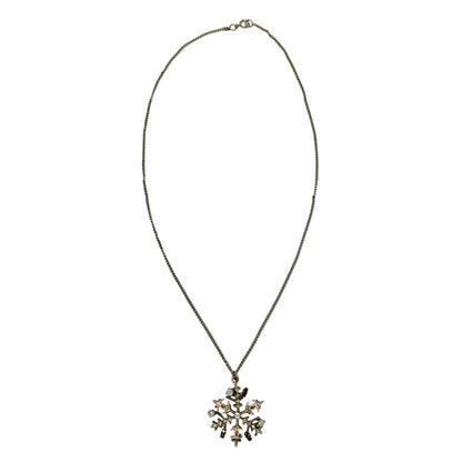 CHANEL Vintage 05A CC Logo Chain Necklace Fashion Jewelry Gold Metal Snowflake
