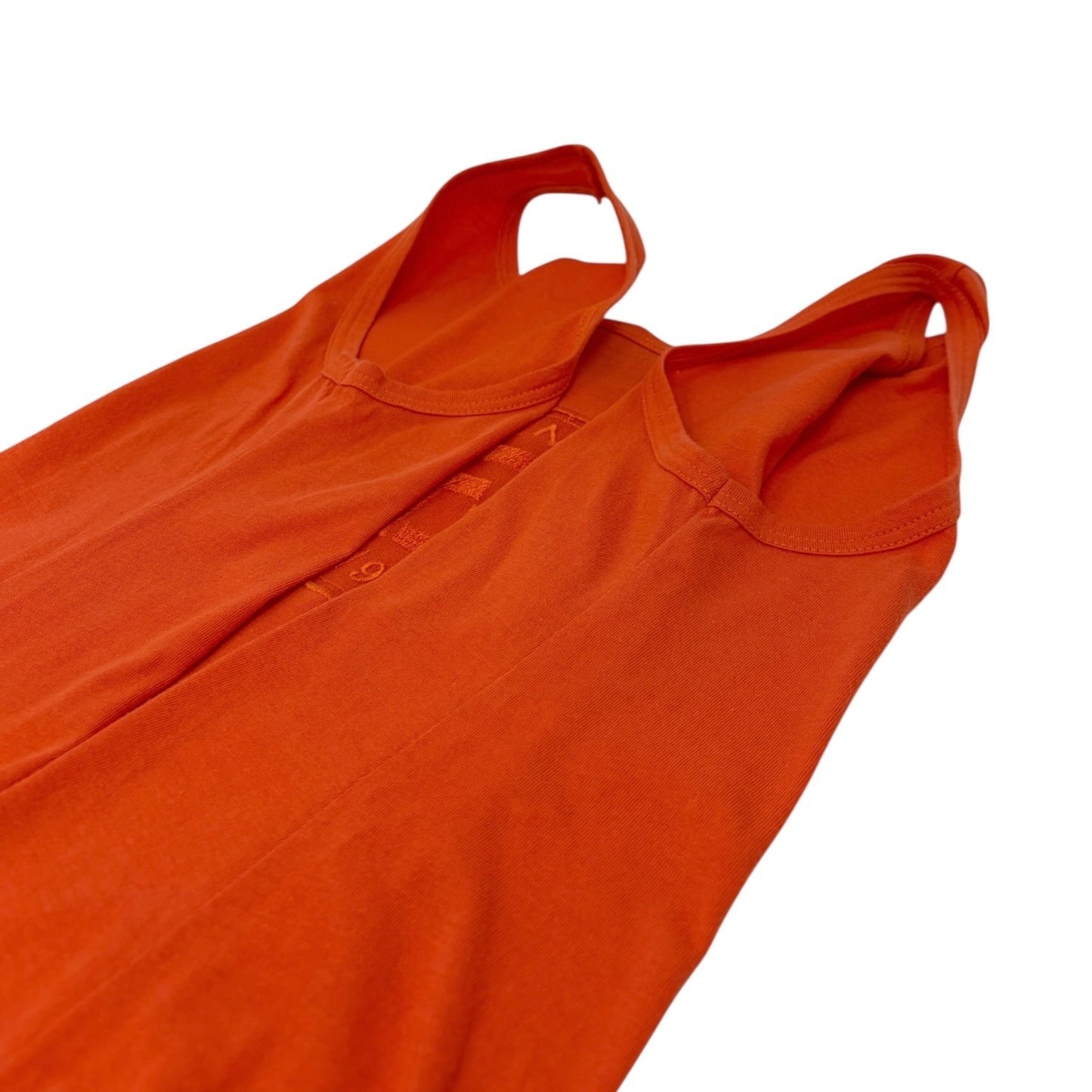 FENDI Vintage FF Logo Embroidered Sleeveless Tank Maxi Dress #38 Orange Cotton