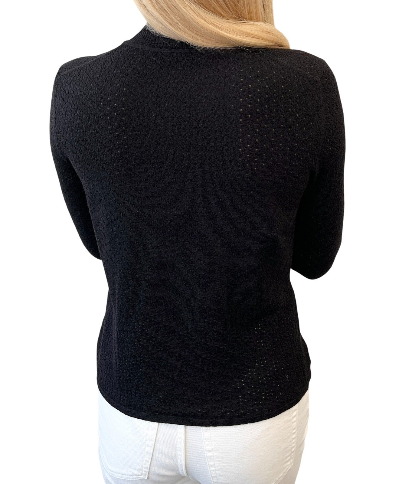 Christian Dior Vintage Logo Turtleneck Knit Mesh Sweater Long Sleeve Black