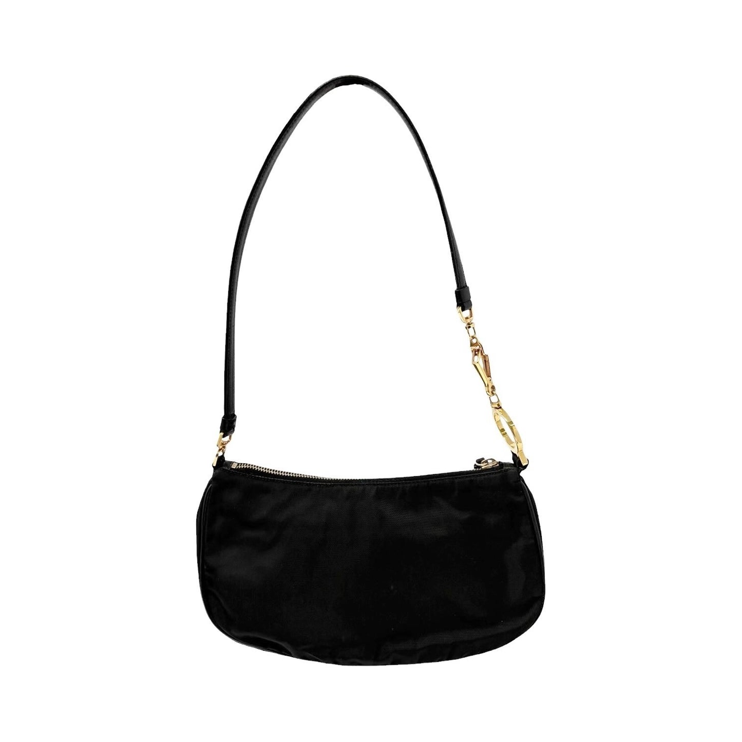 PRADA Vintage Mini Shoulder Nylon Bag Handbag Pochette Black Silver Logo 902252