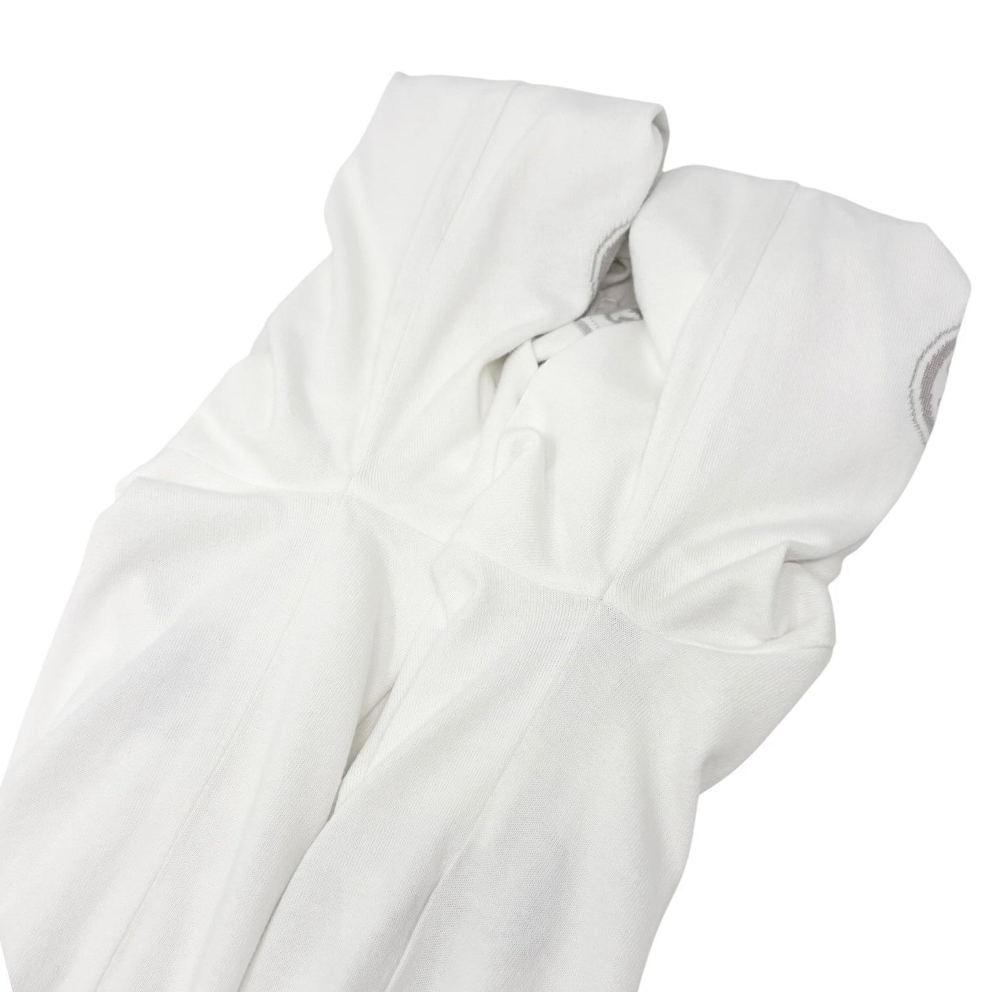 CHANEL Vintage 01P CC Stamp Logo Long Sleeve Shirt Top #38 White Greige 902431